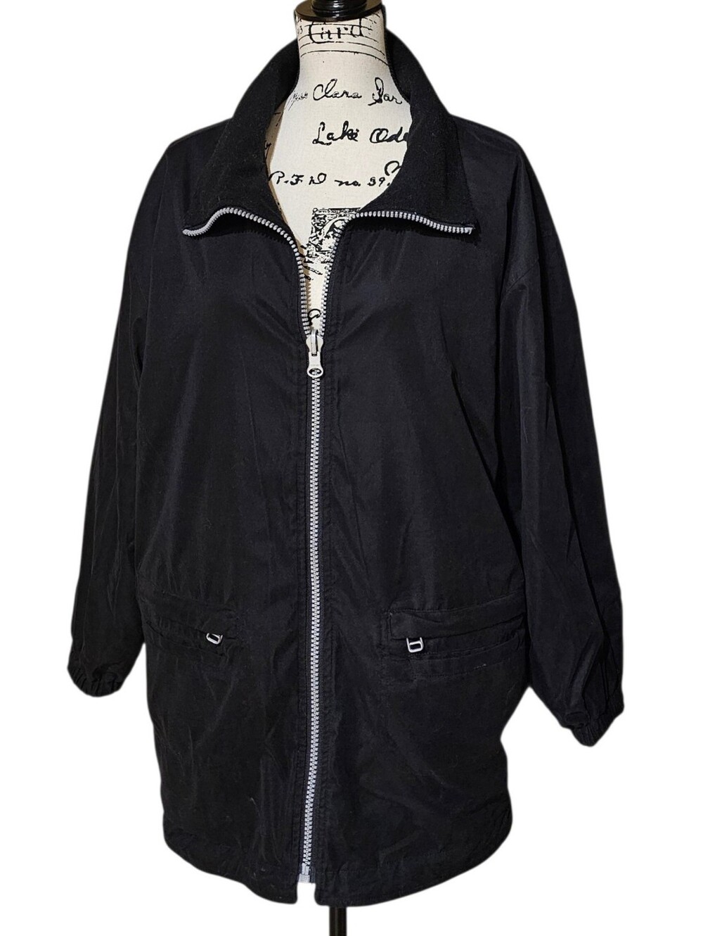 Coat Tree Relaxed-fit Reversible Zip-Front Black Jacket With Pockets